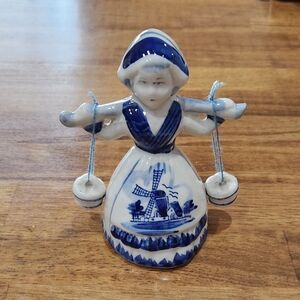 Vintage Delft Blue and White Milk Maid Figurine